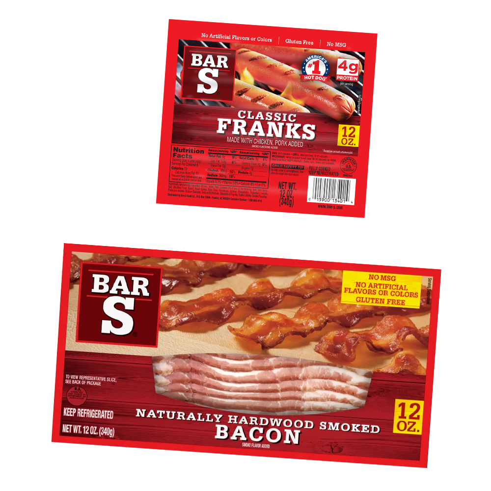 Bar- S Classic Franks and Naturally Hardwood Smoked Bacon